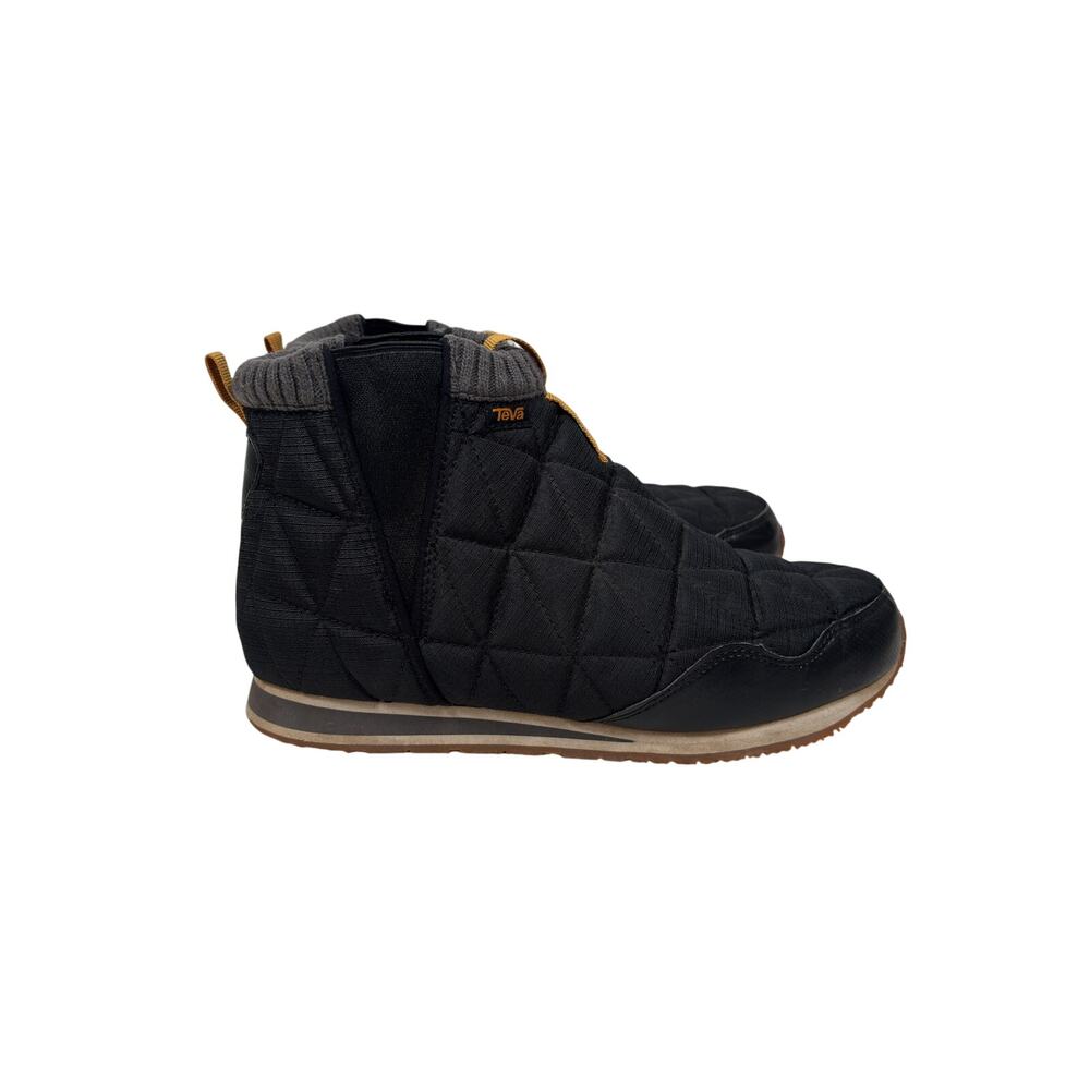 Teva ReEmber Mid Boots Womens 10 Black Quilted Ribbed Slip-On Elastic Pull Tabs